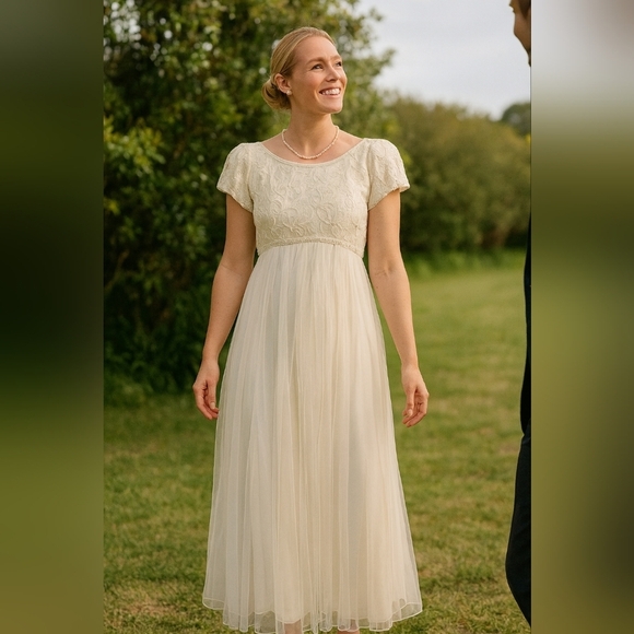 Source Unknown Dresses & Skirts - Women's Vintage White/cream Dress. Wedding Dress. Size 6. Antique Lace Detail